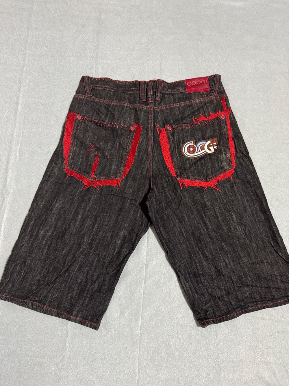 Coogi Men's Denim Shorts Size 38 Black Embroidered Pockets Y2K 90s Skate Hip Hop